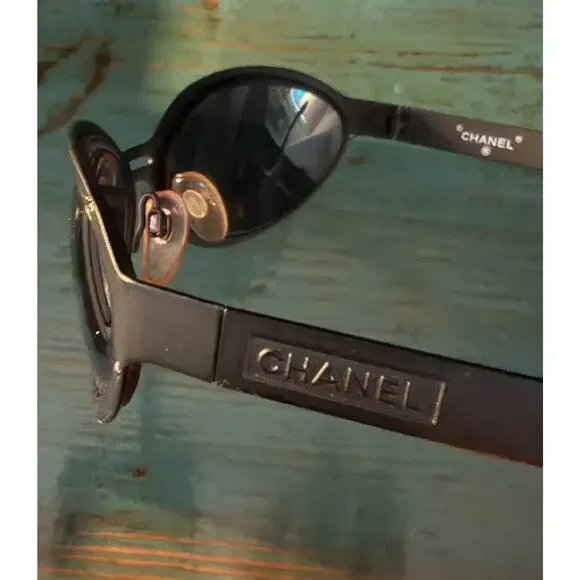 CHANEL Authentic Vintage ALL-OVER CC LOGO Micro Sunglasses Black Metal - Picture 5 of 16